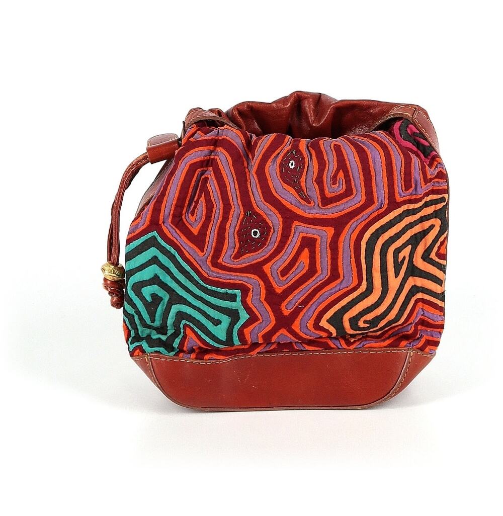 Vintage Leather Embroidered Crossbody Bag w Bird